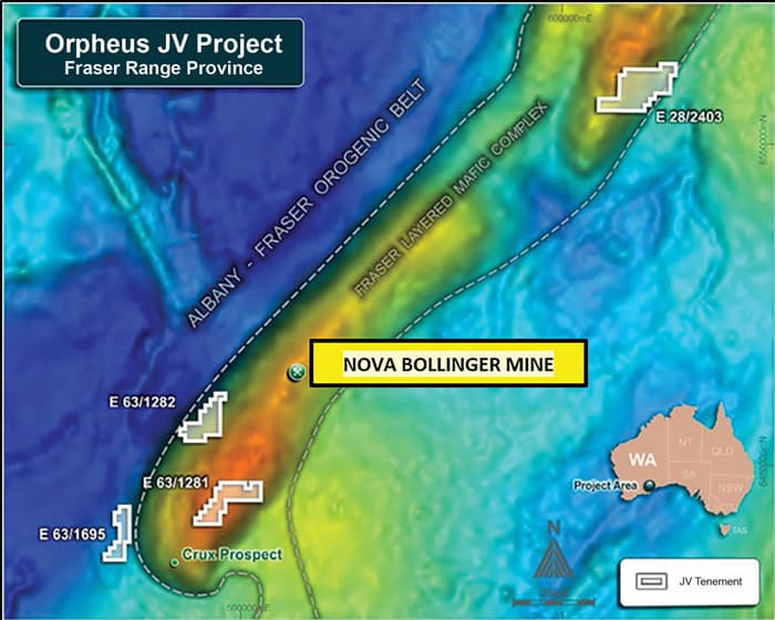 Figure 1. Location of the Orpheus Joint Venture Tenements – Fraser Range